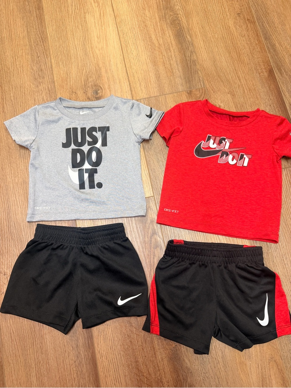 Nike Boys 12M Dri-FIT 2 Outfit Lot 4PC - Shirt Shorts Active Set Lightweight